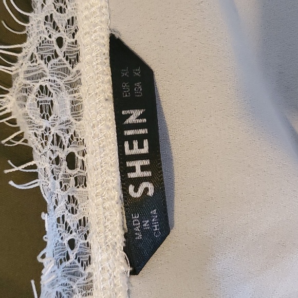 Shein white blouse with lace detailing on neck. - Picture 3 of 3